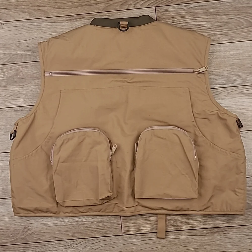 ORVIS Tan Brown Vintage Fishing Hunting Cotton Blend Sz Small Mens Full Zip Vest